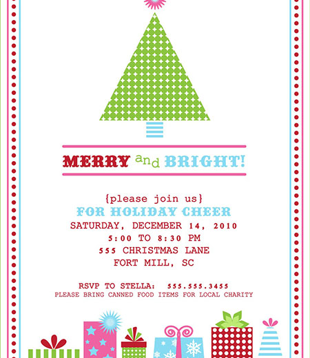 Vintage Christmas Tree Holiday Party Printable Invitation